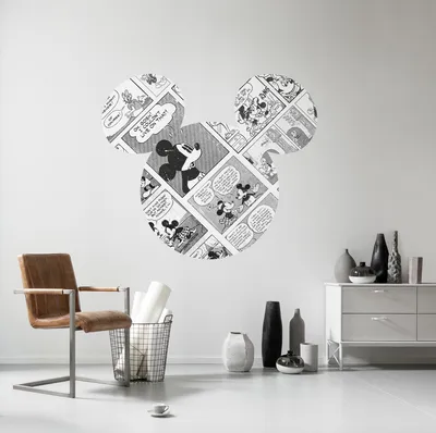 Produktbild von Komar Vlies Fototapete rund und selbstklebend "Mickey Head Comic Cartoon" - Größe: 127 x 127 cm (Breite x Höhe) - 1 Stück