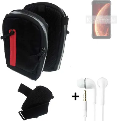 Produktbild von K-S-Trade Outdoor Gürteltasche Holster Umhängetasche + Kopfhörer kompatibel mit Blackview BV4900 schwarz Handy Tasche Case travelbag Schutzhülle
