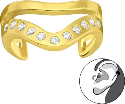 Produktbild von Ear Cuff 925 Sterling Silber vergoldet Ohrmanschette Zirkonia besetzt