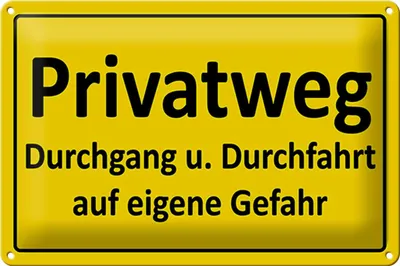 Produktbild von Blechschild Hinweis 30x20cm Privatweg gelbes