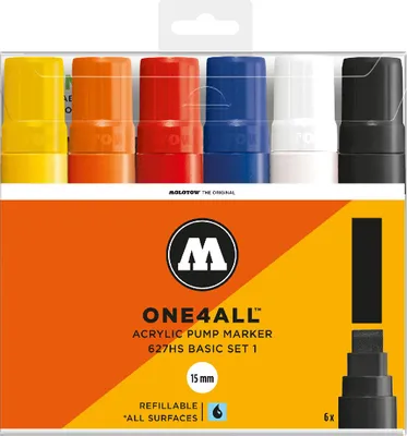 Produktbild von Molotow Acrylmarker ONE4ALL ACRYLIC 627HS 6er Etui, 15 mm, Basic Set 1