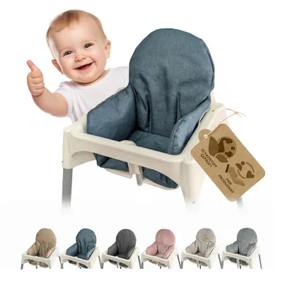 Produktbild von Sitzbezug Kissen Ersatzbezug Bezug kompatibel mit Ikea Hochstuhl Antilop - weich, waschbar - Sitzverkleinerer - Hochstuhlkissen (mel türkis)