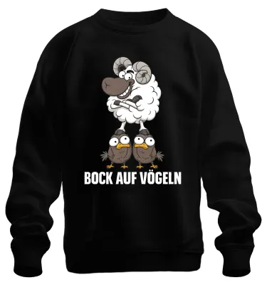 Obrázok produktu pre Tričko/Mikina s nápisom "Bock Auf Vögeln" (čo sa dá voľne preložiť ako "Mám rád vtáky"), vtipný text, vyjadrujúce názor, sarkastický, čierna farba, veľkosť L