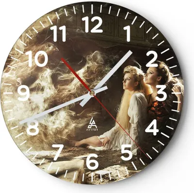 Produktbild von Wanduhr - Rund - Glasuhr - Vogel Körper Mode Blume - 30x30cm - Schleichendes Uhrwerk - Lautlos - zum Aufhängen bereit - Dekoration Modern - Wanddekoration aus Glas - C4AR30x30-2150