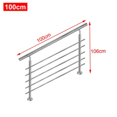 Obrázek produktu pro YARDIN Zábradlí z nerezové oceli venkovní zábradlí na schody zábradlí balkon s/bez příček (100 cm, 5 příček)