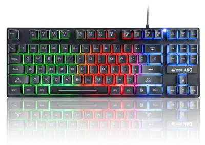 Image de Clavier de jeu filaire, noir - 87 touches - Sensation mécanique - Rétroéclairage RGB