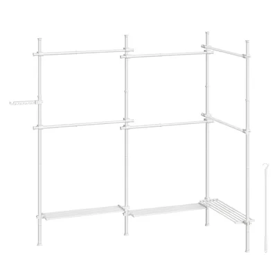 Produktbild von SONGMICS Kleiderständer deckenhoch, 3-stufige Garderobe, verstellbar, mit Greifarm, 3 Reihe