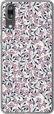 Produktbild von MuchoWow® Handyhülle Schutzhülle Hülle für Telefoonhoesje Huawei P20 Mädchen - Blumen - Rosa - Muster - Mädchen - Kinder - Mädchen Silikon Softcase Handy Hülle - Hardcover