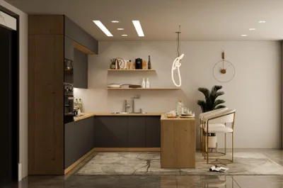 Produktbild von Winkelküche – L-Küche – Küchenzeile – Eckküche – 310 x 260 x 250 cm VELORA – KU-S47 – Grau – Ohne Arbeitsplatte & Elektrogeräte