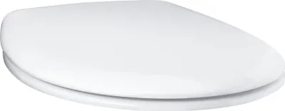 A white toilet seat shown from a diagonal, slightly elevated angle against a white background.