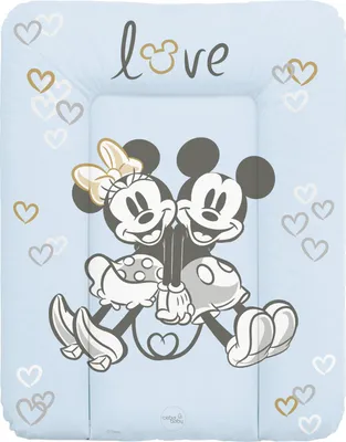 Produktbild von Ceba Baby Wickelauflage 50x70 cm - Weiche Wickelunterlage zum Wechseln von Windeln, mit Disney-Motiven - Robustes PVC, abwaschbar - Wickeltischauflage - Minnie & Mickey Blau