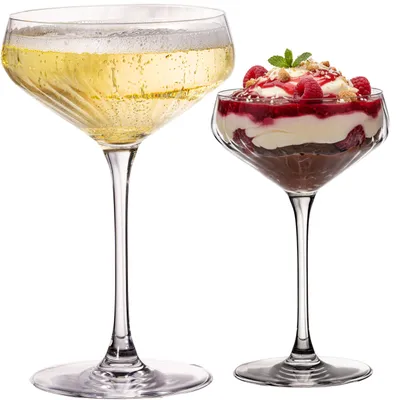 Produktbild von IMPERIAL geriffelte Cocktailschalen 2er Set – Coupe Gläser transparent aus Crystalline Glas 270ml "London" Spülmaschinenfest