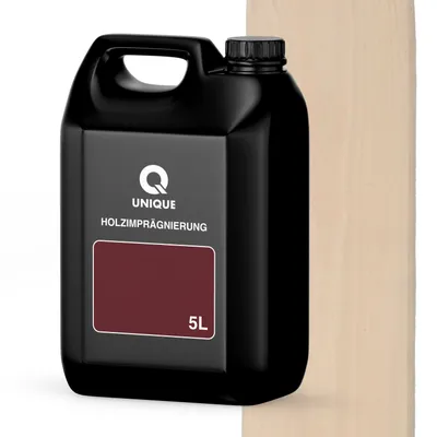Produktbild von Q UNIQUE Holzimprägnierung  Hellbeige 5 L Holzschutz 2 In 1 Grundierung Mit Schutz Farbimprägnierung Imprägniermittel Innen & Außen