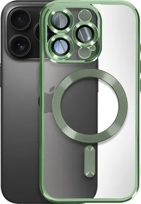 Produktbild von Avizar, MagSafe Silikonhülle für iPhone 16 Pro Max mit verchromter Umrandung, Dunkelgrün