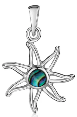 Produktbild von MATERIA by Matthias Wagner Anhänger Sonne 925 Sterling Silber mit grünem Perlmutt wahlweise mit Kette KA-506-Grün