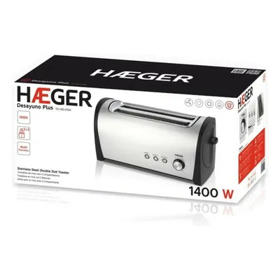 Produktbild von Haeger Desayuno Plus, 2 Scheibe(n), Schwarz, Edelstahl, Edelstahl, Tasten, Sensor, 1400 W, 220 - 240 V