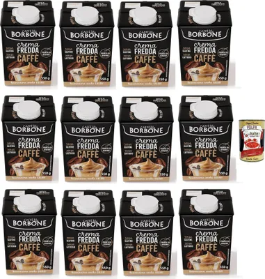 Produktbild von Caffè Borbone Kaffeecreme - Sahne auf Milchbasis mit laktosefreiem, löslichem Kaffee, langlebig UHT - laktose- und glutenfrei 12x 550-Gramm-Kartonpackung + Italian Gourmet polpa 400g