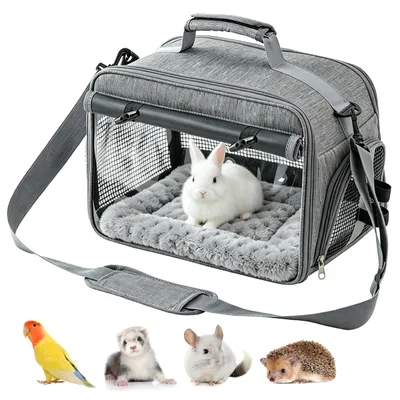 Transporttasche für Kleintiere, Haustier-Reisetasche, 38x28x25 cm, Oxford, Mesh