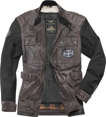 Obrázok produktu pre Kožená retro bunda na motorku Black-Cafe London, čierna/hnedá, 52