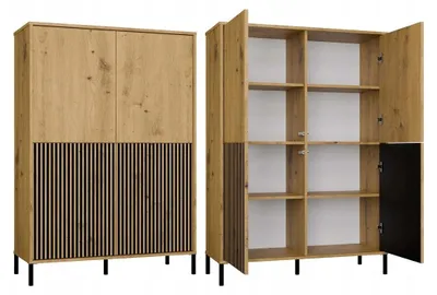 Zdjęcie produktu dla Regał czterodrzwiowy 104 cm ELBA - dąb rzemieślniczy