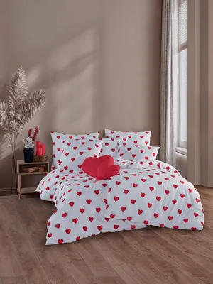 Produktbild von Bettwäsche Set Herz 100% Baumwolle, 135 x 200 / 80 x 80 cm, 2-teilig