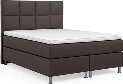 Produktbild von Boxspringbett MIAMI 140x200 cm Webstoff Anthrazit mit 7 Zonen Taschenfederkern-Matratze mit Visco-Topper