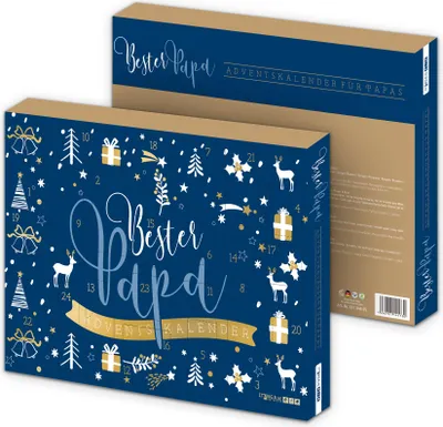 Produktbild von itenga Adventskalender gefüllt "Bester Papa" Blau Gold