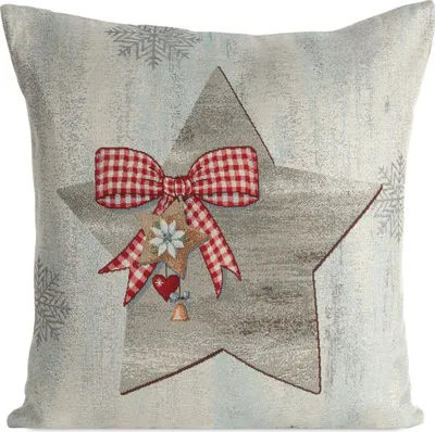 Zdjęcie produktu dla Poszewka dekoracyjna 45x45 cm gwiazda świąteczna popielata