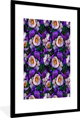 Produktbild von MuchoWow® MuchoWow® Gerahmtes Poster Blumen - Anemone - Rose 60x90 cm - Poster mit zchwarzem Bilderrahmen - Dekoration - Wandposter Wohnzimmer - Hochwertig