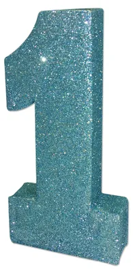 Produktbild von Tischdeko 1. Geburtstag Blau Glitzernd Zahl 1 - Einheitsgröße