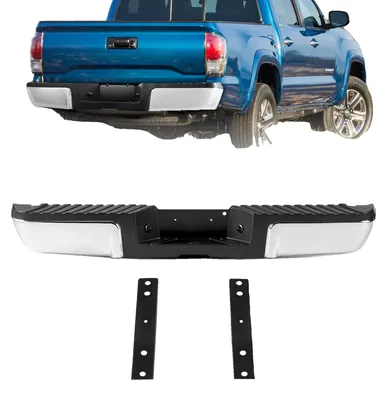 Imagen del producto de Parachoques trasero VEVOR, compatible con Ford F250/Ford F350 Super Duty de 2008 a 2016, parachoques trasero de acero cromado, pieza de repuesto para montaje, con iluminación para la placa de matrícula y reposapiés