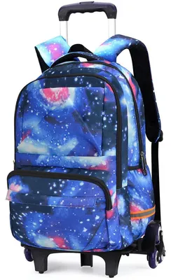 Produktbild von Rucksack mit Rollen Kinder Schulrucksack Teenager Jungen Schultasche Trolley 47x30x18cm Blau