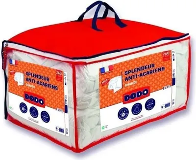 Image de Couette + 2 Oreillers DODO Splendeur, 220x240 cm, 60x60 cm, Anti-acariens, Garnissage Volupt'air 350gr/m², Blanc
