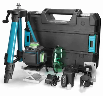 Produktbild von Kreuzlinienlaser profi Laser Level 16 Lines Grünes mit 3 Höhen verstellbarem, 2 Akku, Drehsockel, Wandhalterung, Hebebühne, Fernbedienung, Adapter