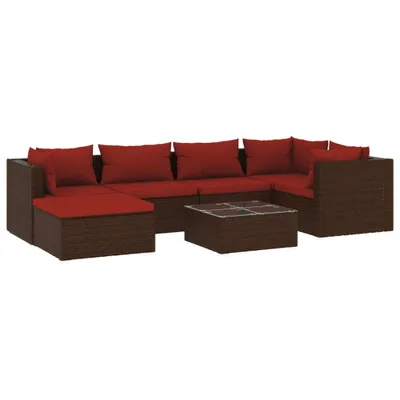 Produktbild von 7-tlg. Garten-Lounge-Set mit Kissen Poly Rattan Braun