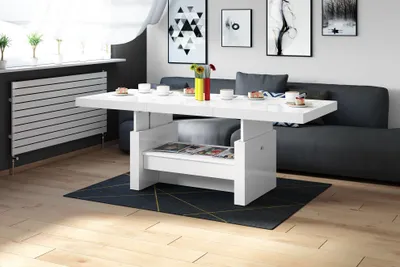 Produktbild von Design Couchtisch Tisch Aversa H-111 Schublade höhenverstellbar ausziehbar Esstisch