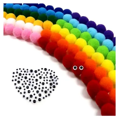 Produktbild von TOAOB 300 Stück 8 mm Bunte Pompons für Bastelarbeiten mit Selbstklebenden Wackelaugen