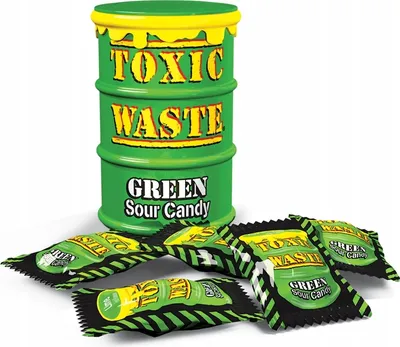 Zdjęcie produktu dla Kwaśne cukierki owocowe Toxic Waste Green Sour Candy Drum 42g