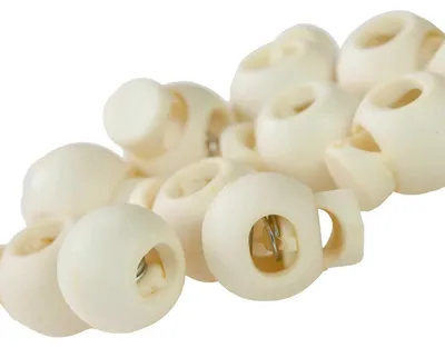 10 Kordelstopper rund 15x19mm, Durchzug 4x5,5mm, beige creme