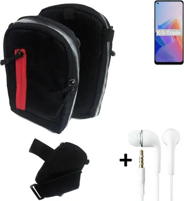 Produktbild von K-S-Trade Outdoor Gürteltasche Holster Umhängetasche + Kopfhörer kompatibel mit Oppo Reno7 Z 5G schwarz Handy Tasche Case travelbag Schutzhülle