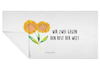 Produktbild von Mr. & Mrs. Panda Flauschtuch Blume Sonnenblume - Weiß - Geschenk, Freundin, frottierhandtuch, Frotteehandtuch, Garten, Handtuch, 50x100, gesichtstuch, Sonnenblumen