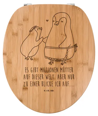 Produktbild von Mr. & Mrs. Panda Klodeckel Pinguin mit Kind - Transparent - Geschenk, Muttertag, WC Brille, Mutter, Toilettendeckel, WC-Brille, Opa, Klobrille, Vorbild Mama, Sitz