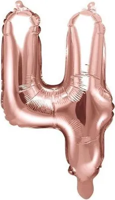 Zdjęcie produktu dla Balon foliowy Cyfra '4', 35cm, różowe złoto
