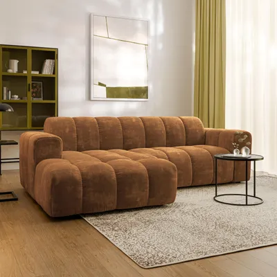 Produktbild von Masseno Ecksofa TISI L-Form, Wohnzimmersofa, Couch, Soffa, Couchgarnitur- Hellbraun, LUMO 35