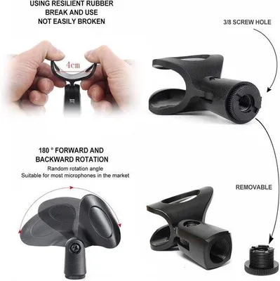 Productafbeelding van Famanu Microfoonclip, 5/8 inch, 6 stuks - Zwart