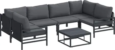 Immagine prodotto di vidaXL Set di divani da giardino con cuscini 7 pezzi in acciaio nero
