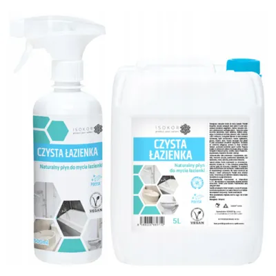 Zdjęcie produktu dla ISOKOR | Środek do czyszczenia łazienki | 5 L + 500 ml | Naturalny środek do czyszczenia łazienki, prysznica, płytek i armatury | Wegański i antybakteryjny