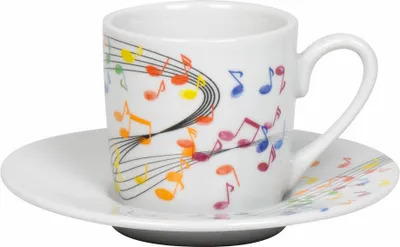 Image de Könitz Tasse à expresso Flying Notes avec soucoupe, Mug, Porcelaine, Coloré, 85 ml, 11 5 053 2300