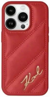 Obrázek produktu pro Pouzdro pro Apple iPhone 15/14 - Zadní kryt Karl Lagerfeld Diagonal Quilted Script - Červené