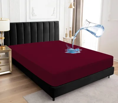 Obrázok produktu pre Vodotesný poťah na matrac 180 x 200 cm – priedušný a chrániaci, vínová farba